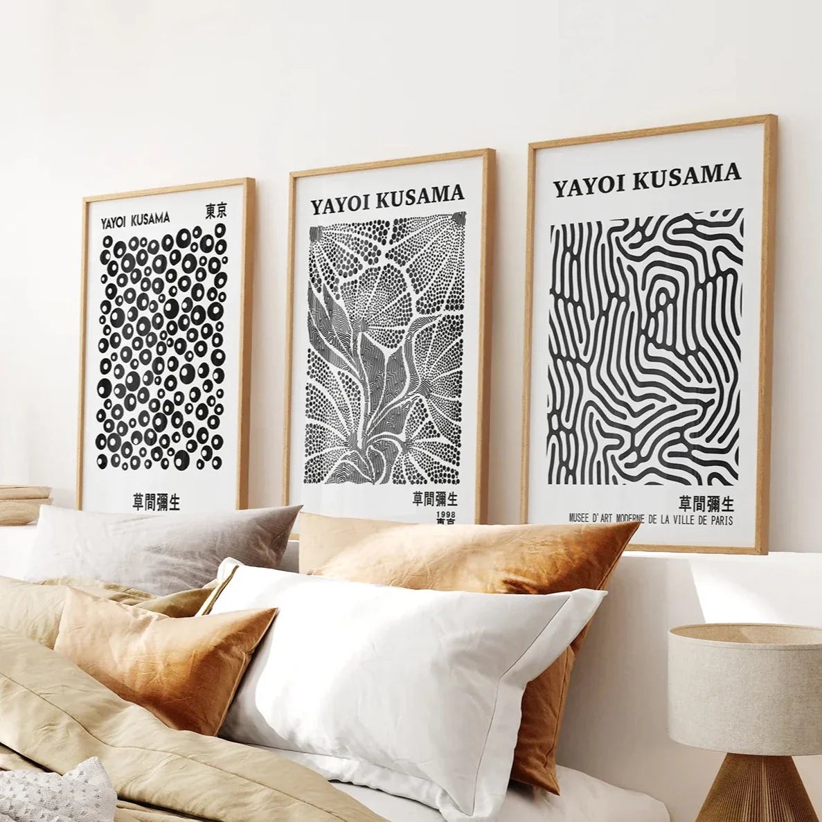 Black and white abstract wall art set of 3 prints