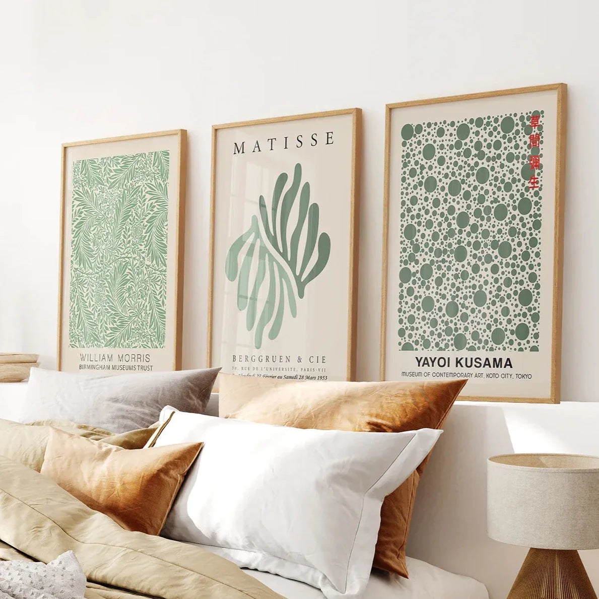 Sage green abstract figure wall art set of 3 prints