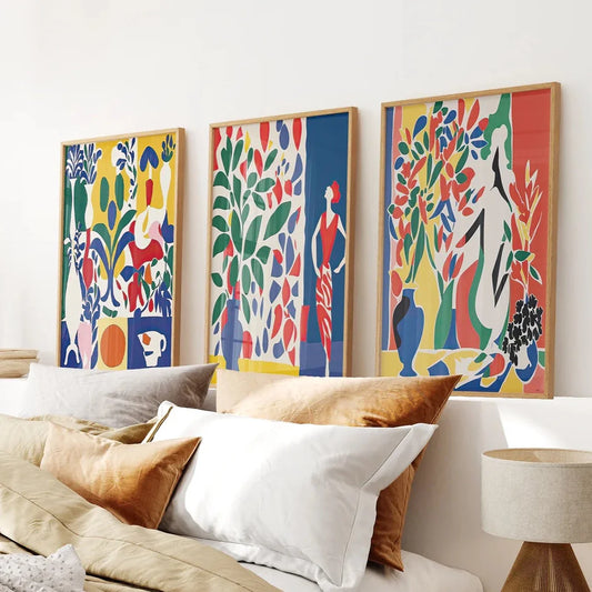 Modern colorful floral wall art set of 3 prints