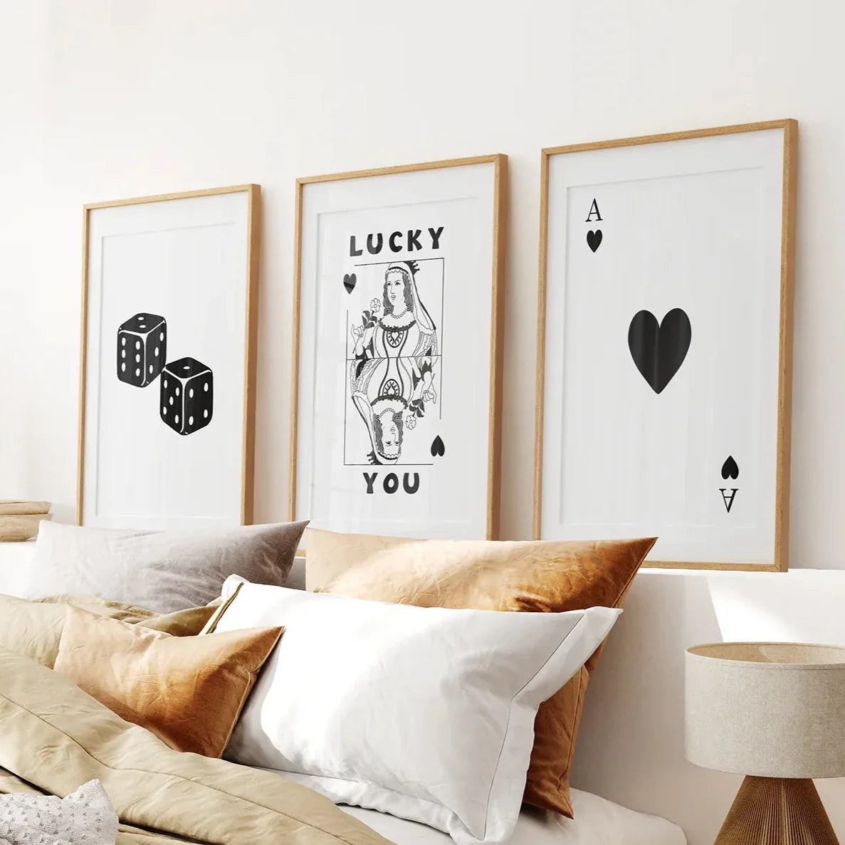 Trendy retro playing card wall art set of 3 prints