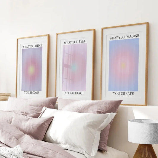 Spiritual aura energy wall art set of 3 prints