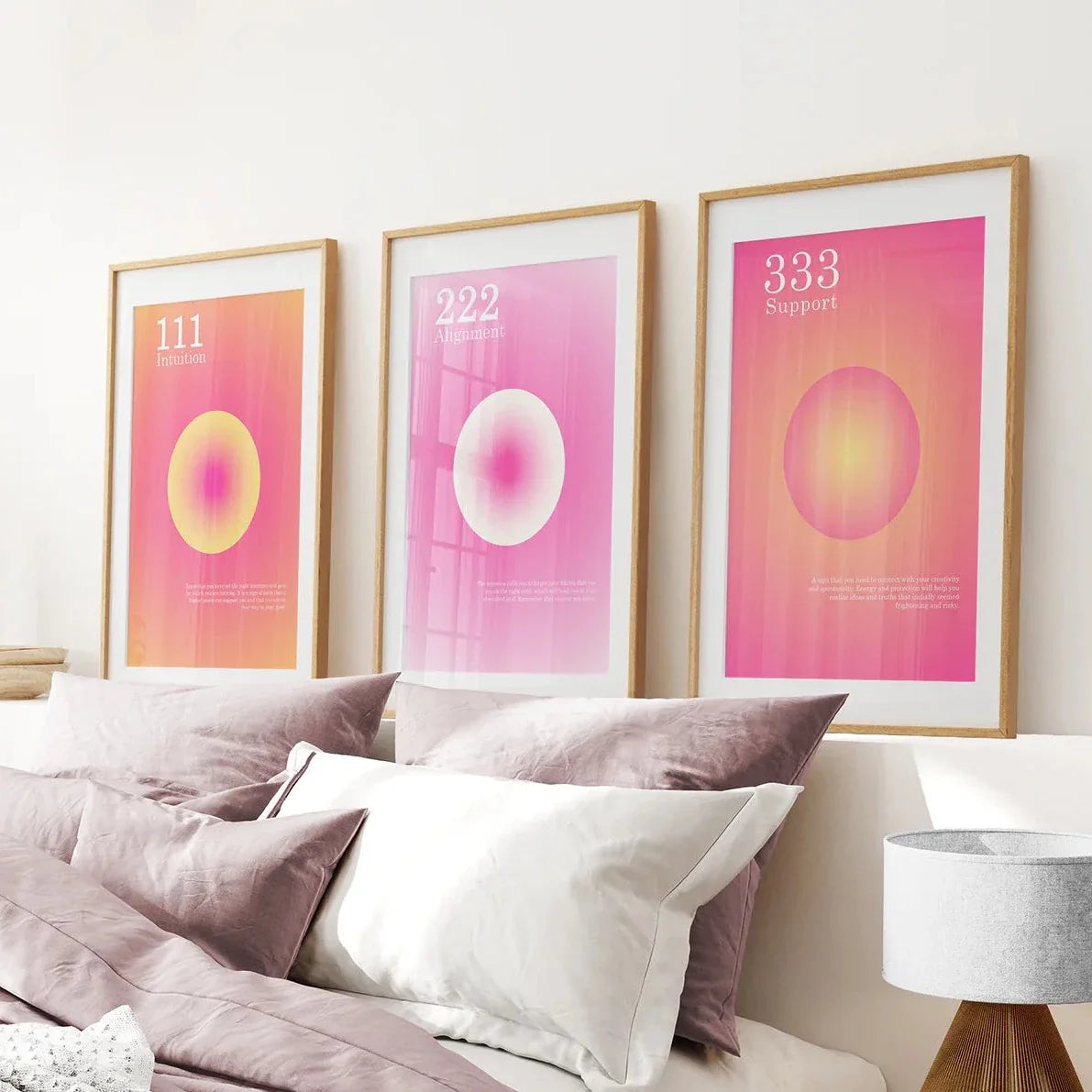 Angel numbers 111 222 333 wall art set of 3
