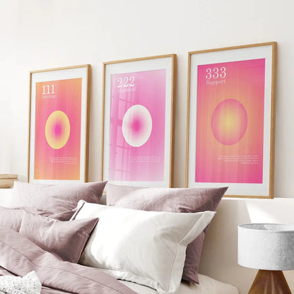 Angel numbers 111 222 333 wall art set of 3