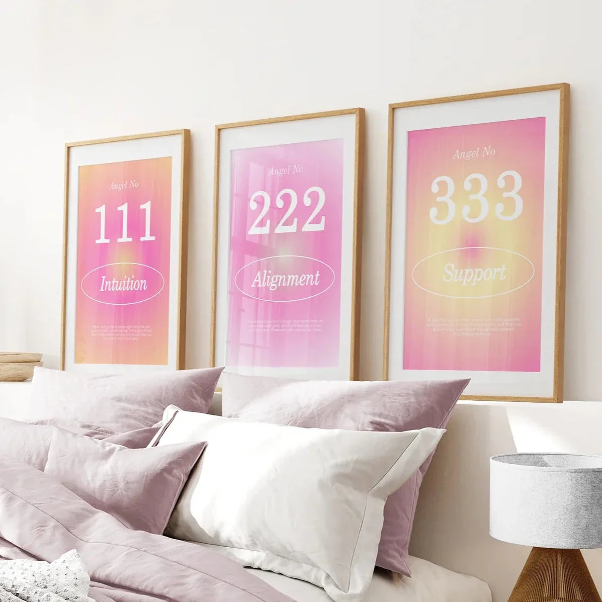 Colorful gradient aura angel wall art set of 3 prints