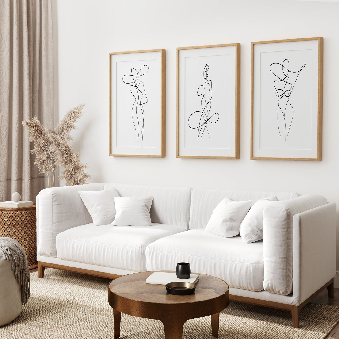 Woman Line Art Wall Art Set of 3, Minimalist One Line Prints