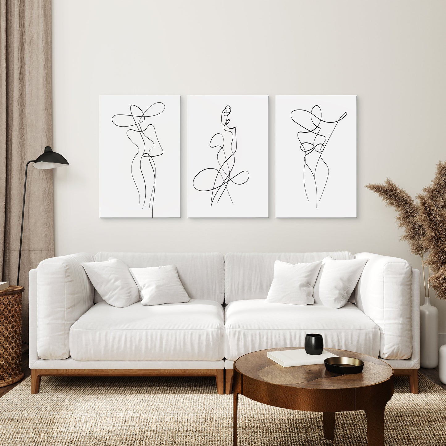 Woman Line Art Wall Art Set of 3, Minimalist One Line Prints