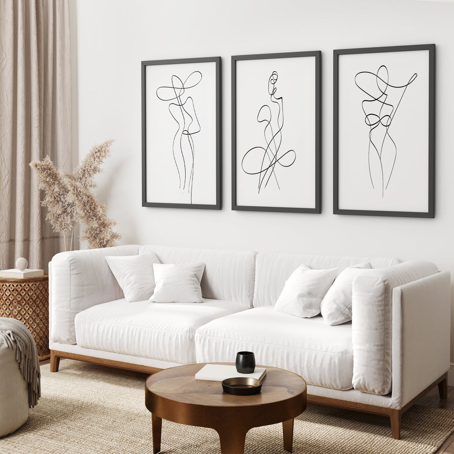 Woman Line Art Wall Art Set of 3, Minimalist One Line Prints