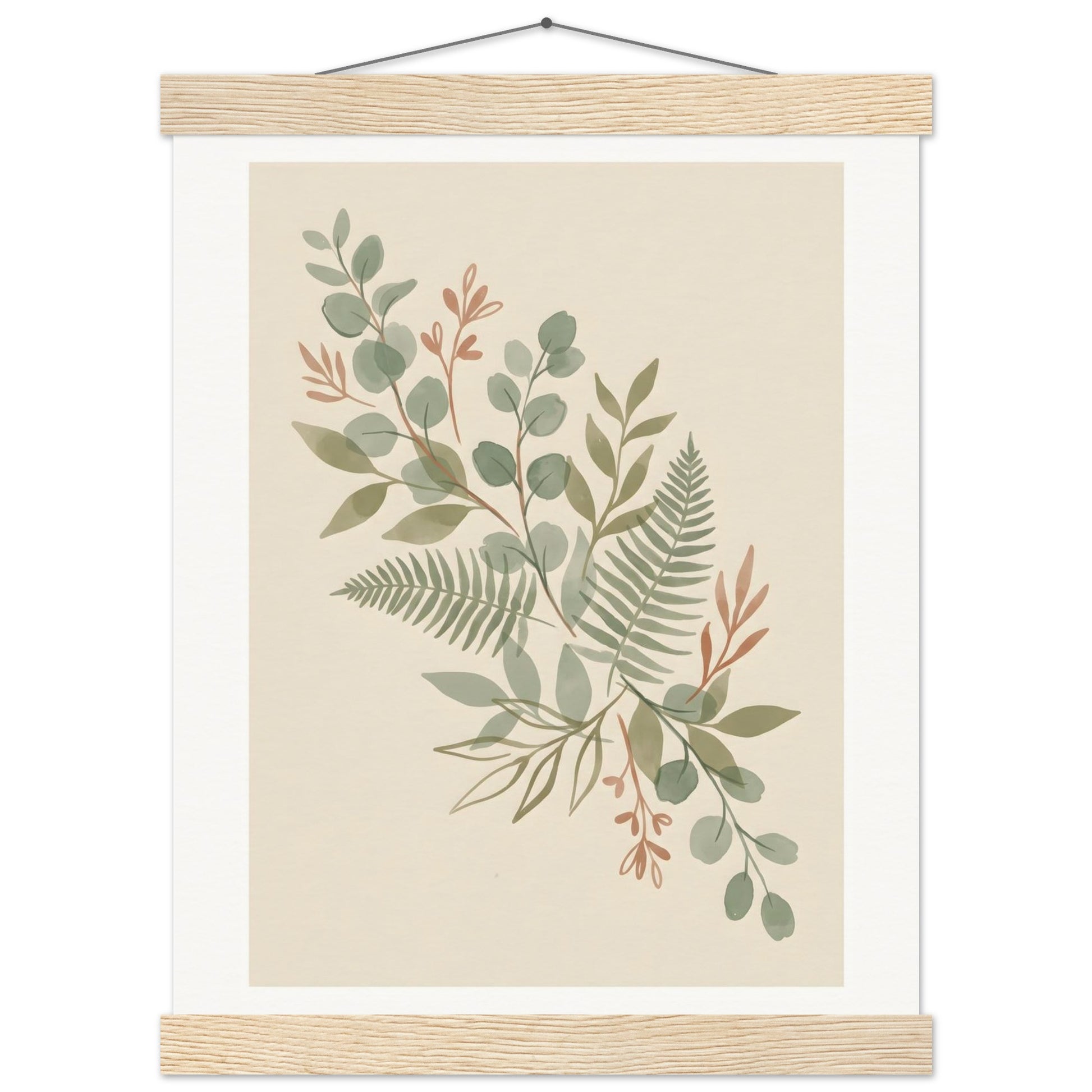 Sage Botanica Boho Botanical Print - 20x25 cm / 8x10″ / Museum-Quality Matte Paper Wooden Framed Poster - Black frame - Sparkycare