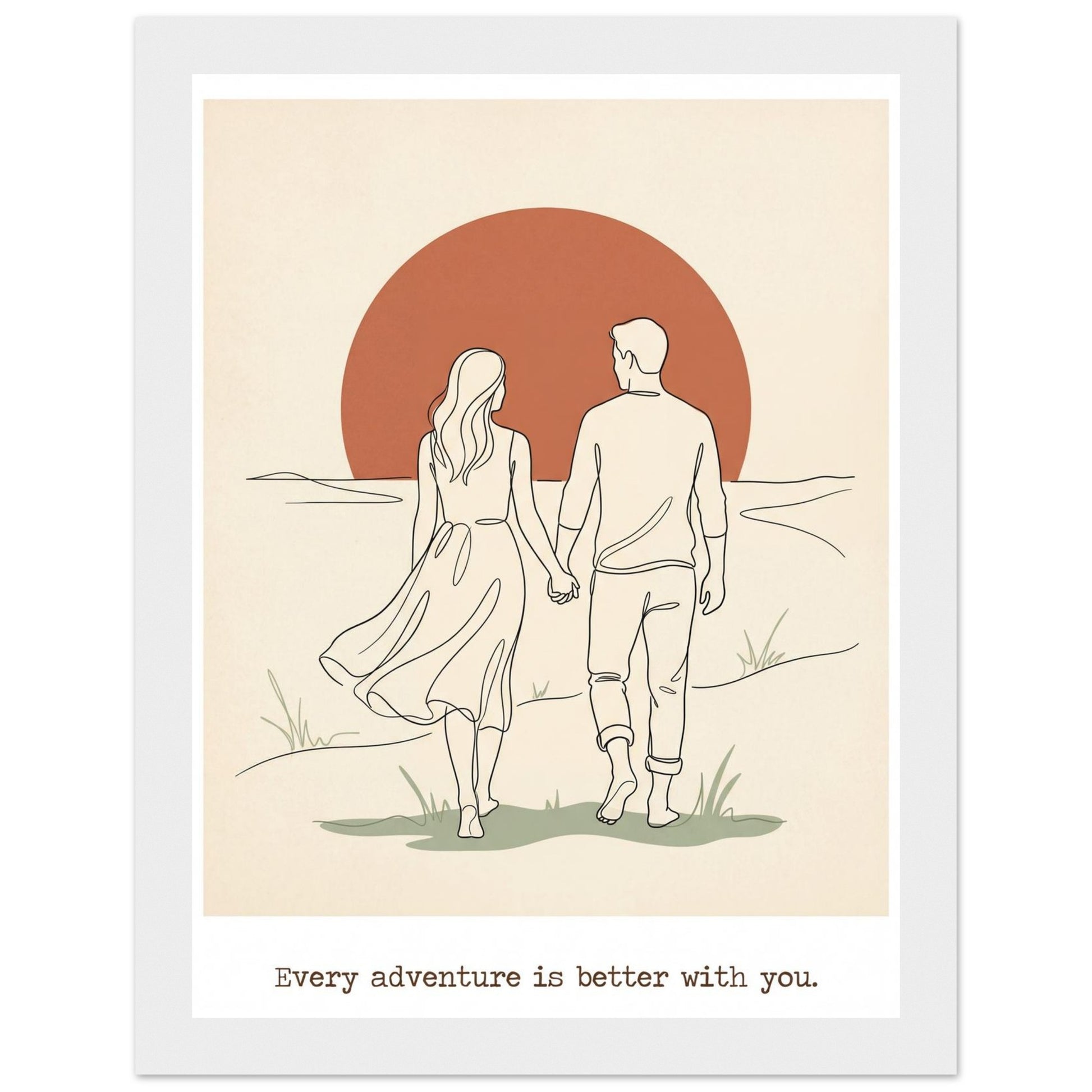 Romantic Wall Art - Couples Poster for Your Bedroom - 15x20 cm / 6x8″ - White frame / Ready-to-hang - Sparkycare
