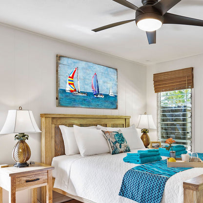 Sailboats Wood Wall Art - Coastal Nautical Decor