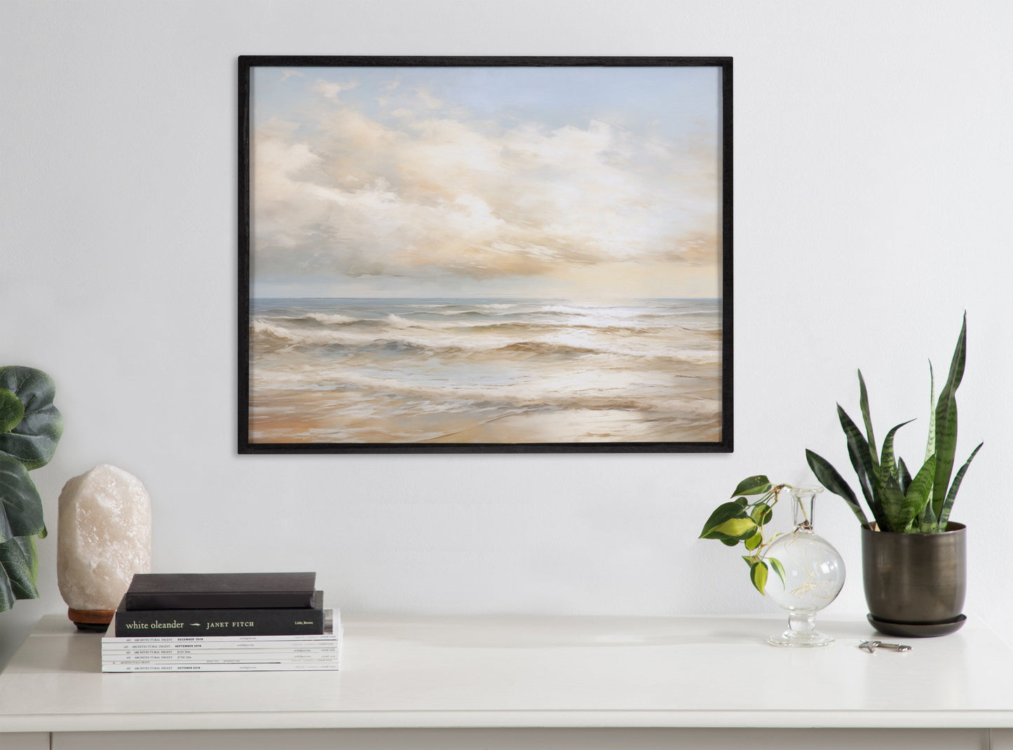 Beach Waves Sunset Coastal Framed Wall Art
