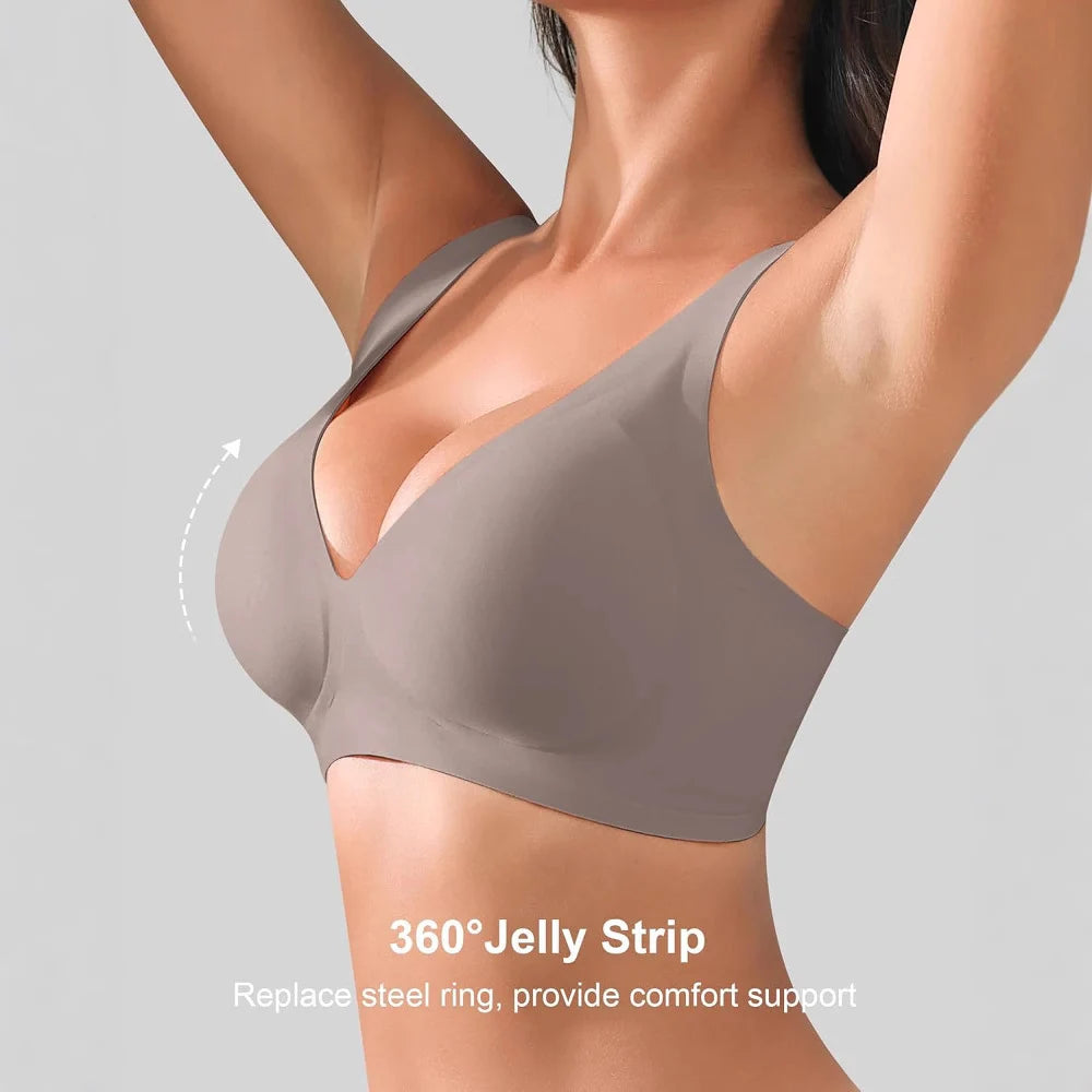 Comfortable no underwire bra with 360 degree jelly strip technology
