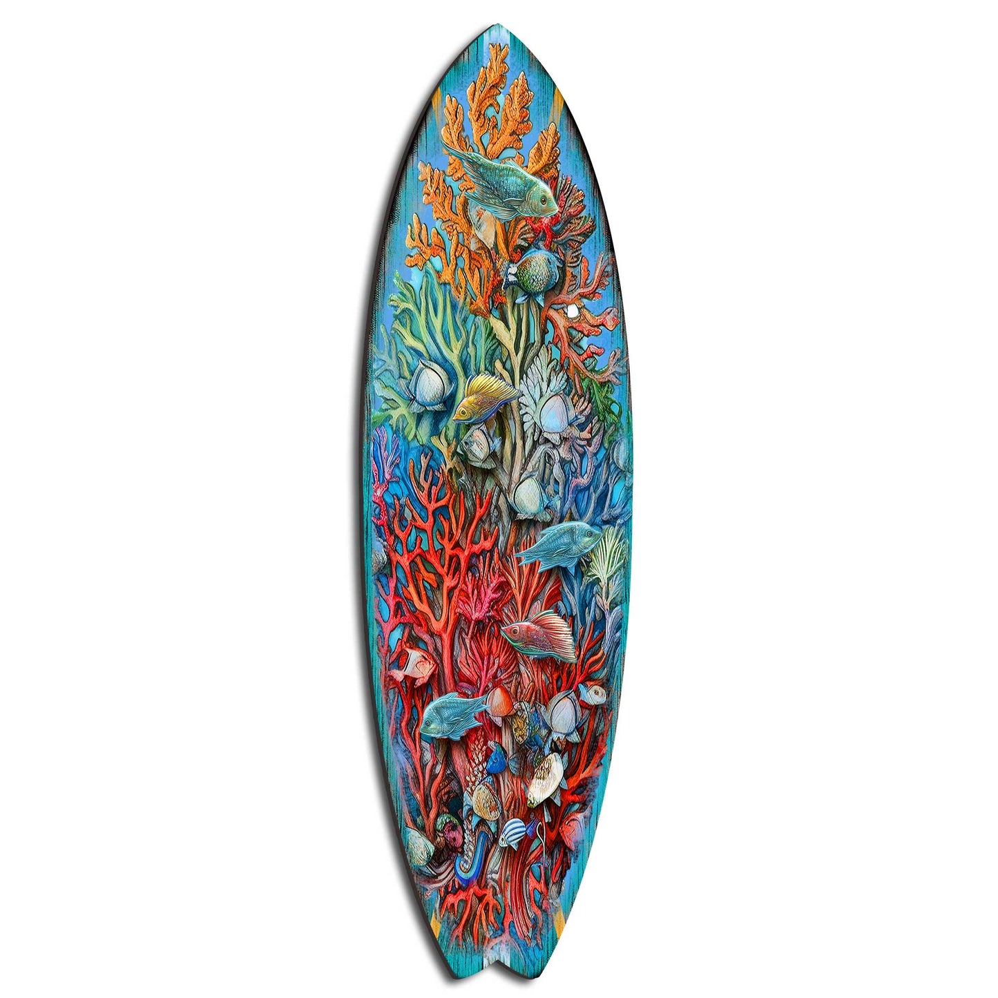 Underwater Surfboard Wood Wall Art - Coastal Ocean Decor