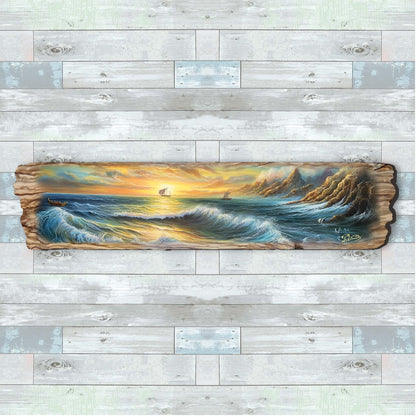 Wave Symphony Wood Wall Art, Coastal Decor