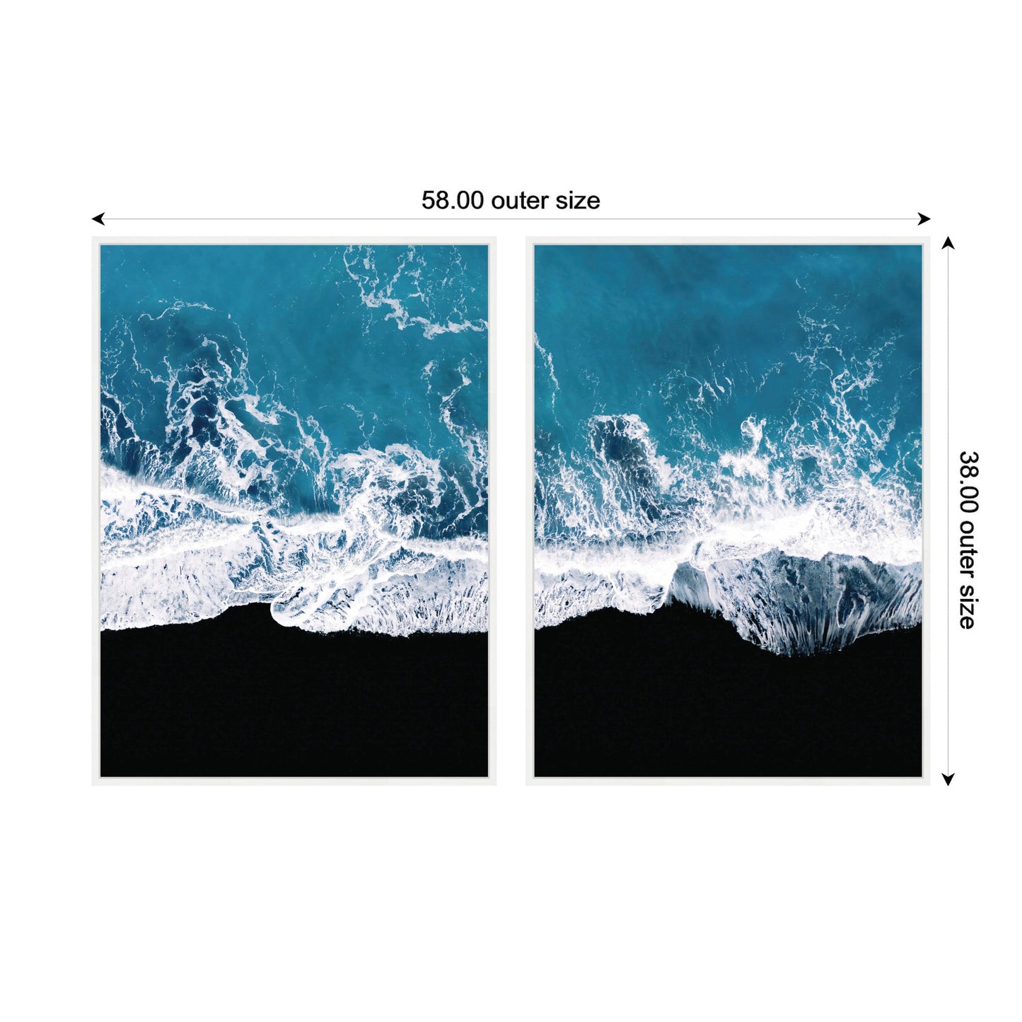 Sylvie Minimalist Ocean Waves on Beach Framed Canvas Art Set by Michael Schauer