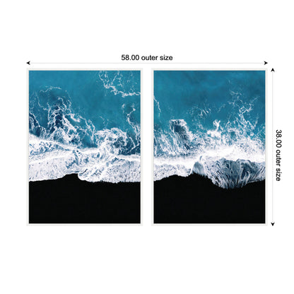 Minimalist Ocean Waves on Beach Framed Canvas Set