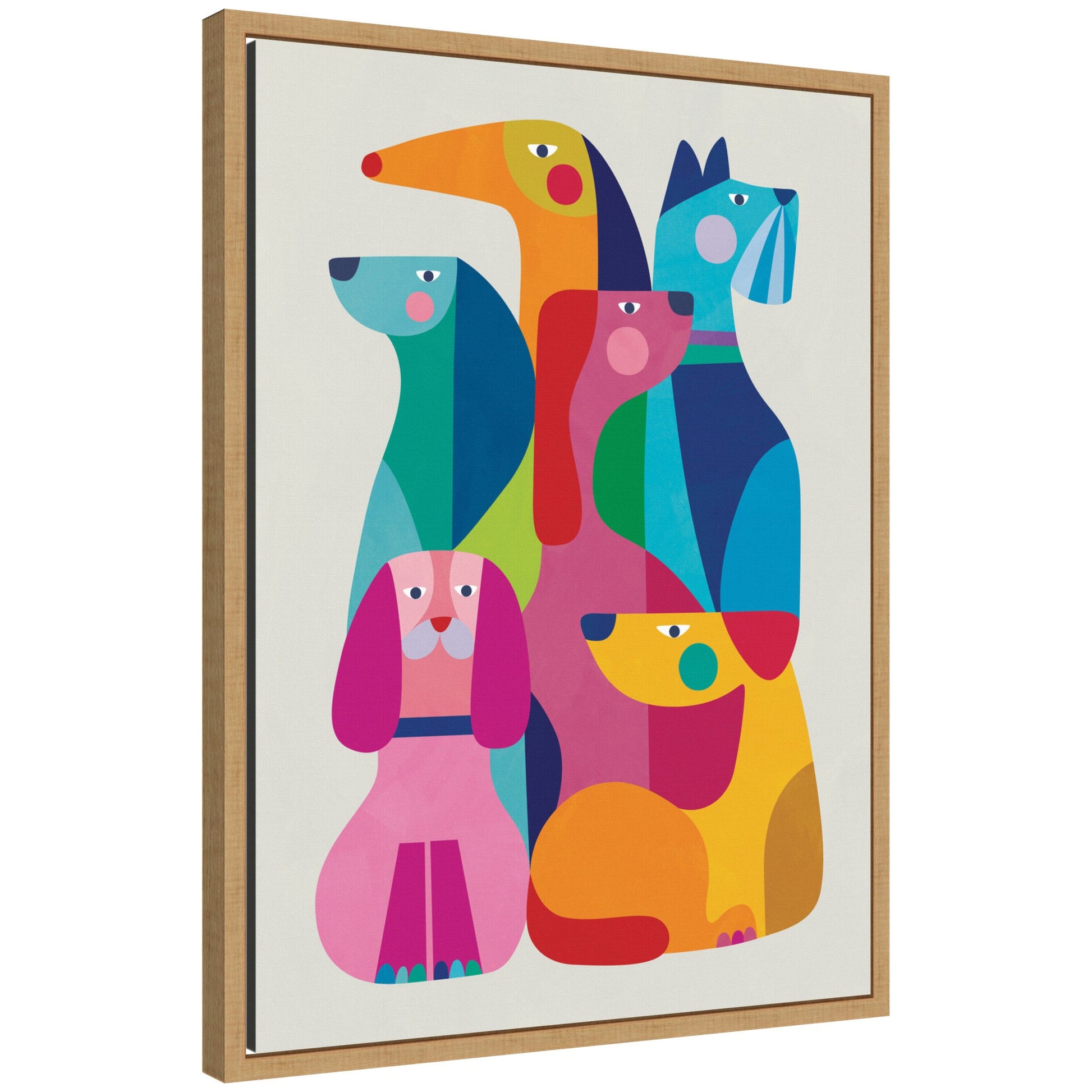 Modern abstract dogs framed canvas wall art