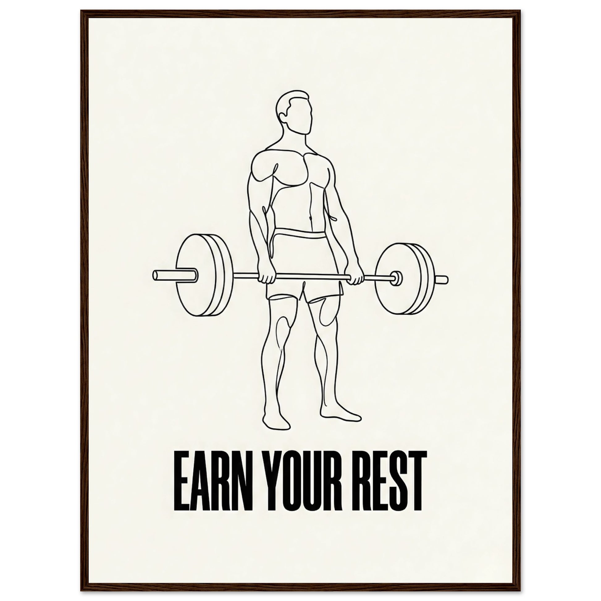 Earn Your Rest — Minimalist Deadlift Gym Poster - 13x18 cm / 5x7″ - White frame / Ready-to-hang - Sparkycare