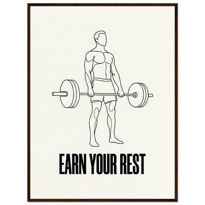 Earn Your Rest - Minimalist Deadlift Gym Poster - 20x25 cm / 8x10″ - White frame / Ready-to-hang - Sparkycare