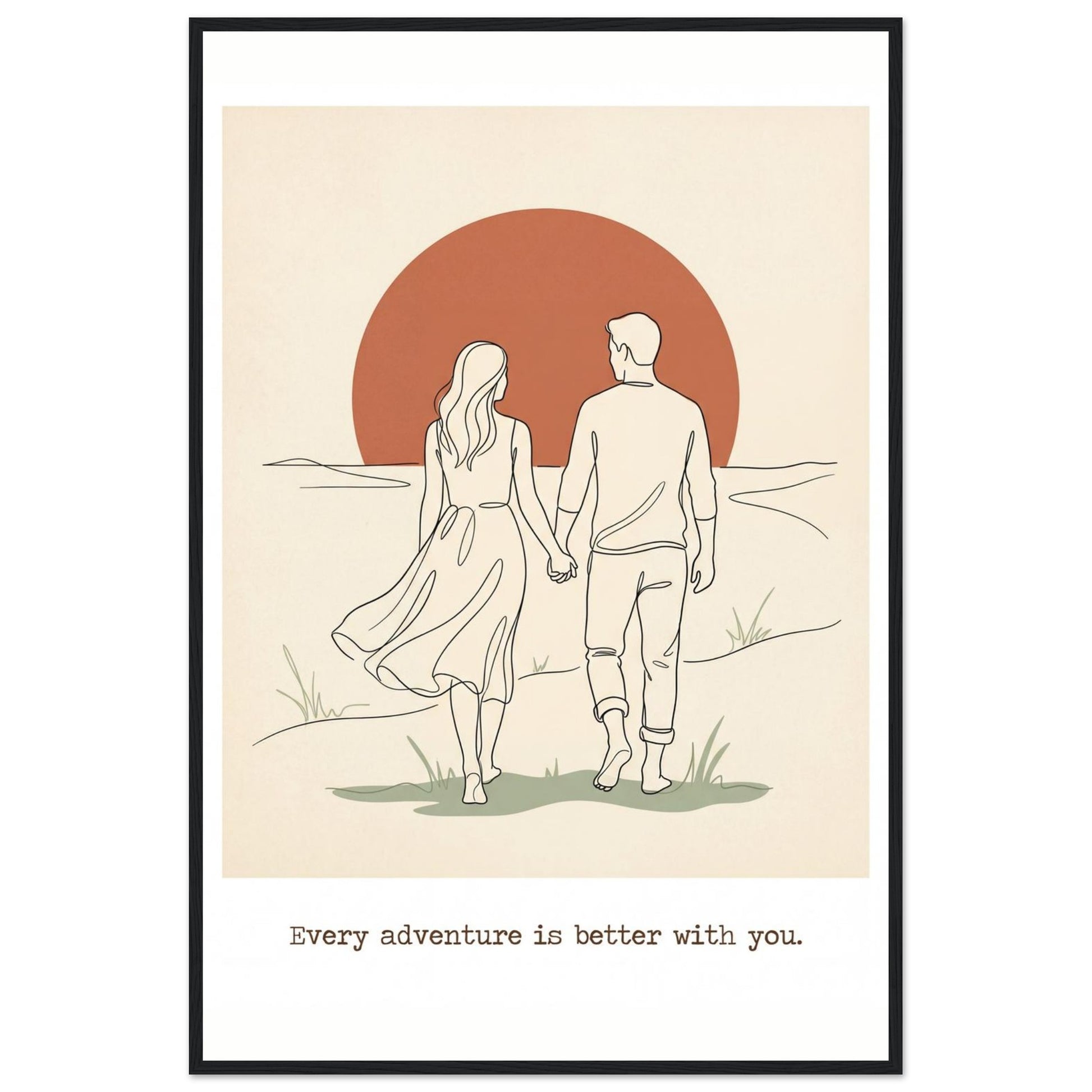 Romantic Wall Art - Couples Poster for Your Bedroom - 60x90 cm / 24x36″ - Black frame / Ready-to-hang - Sparkycare