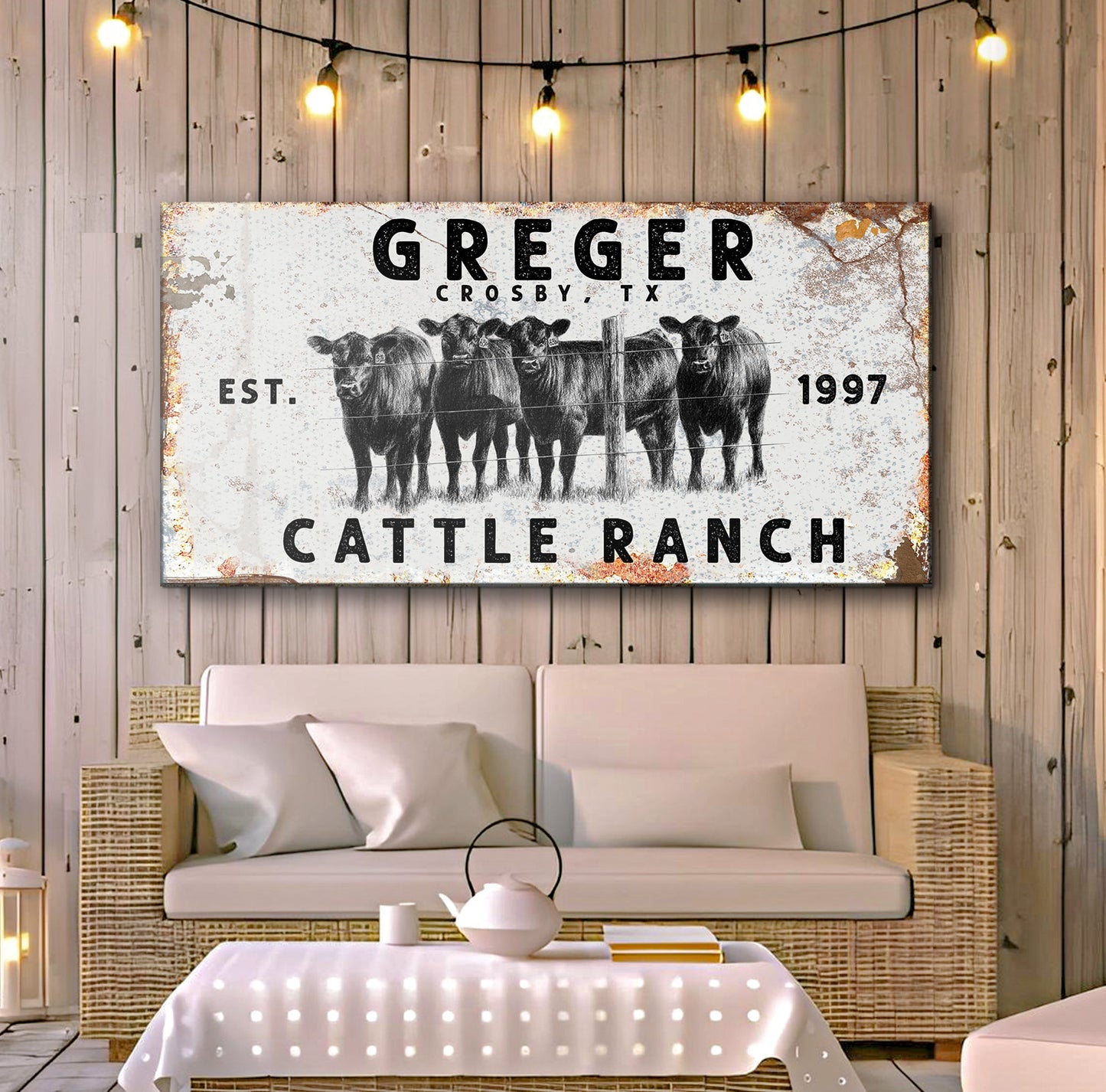 Cattle Ranch Rustic Canvas Wall Art