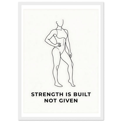 Women Fitness Poster - Strength Is Built Not Given - A3 (29.7 x 42 cm) - White frame / Ready-to-hang - Sparkycare