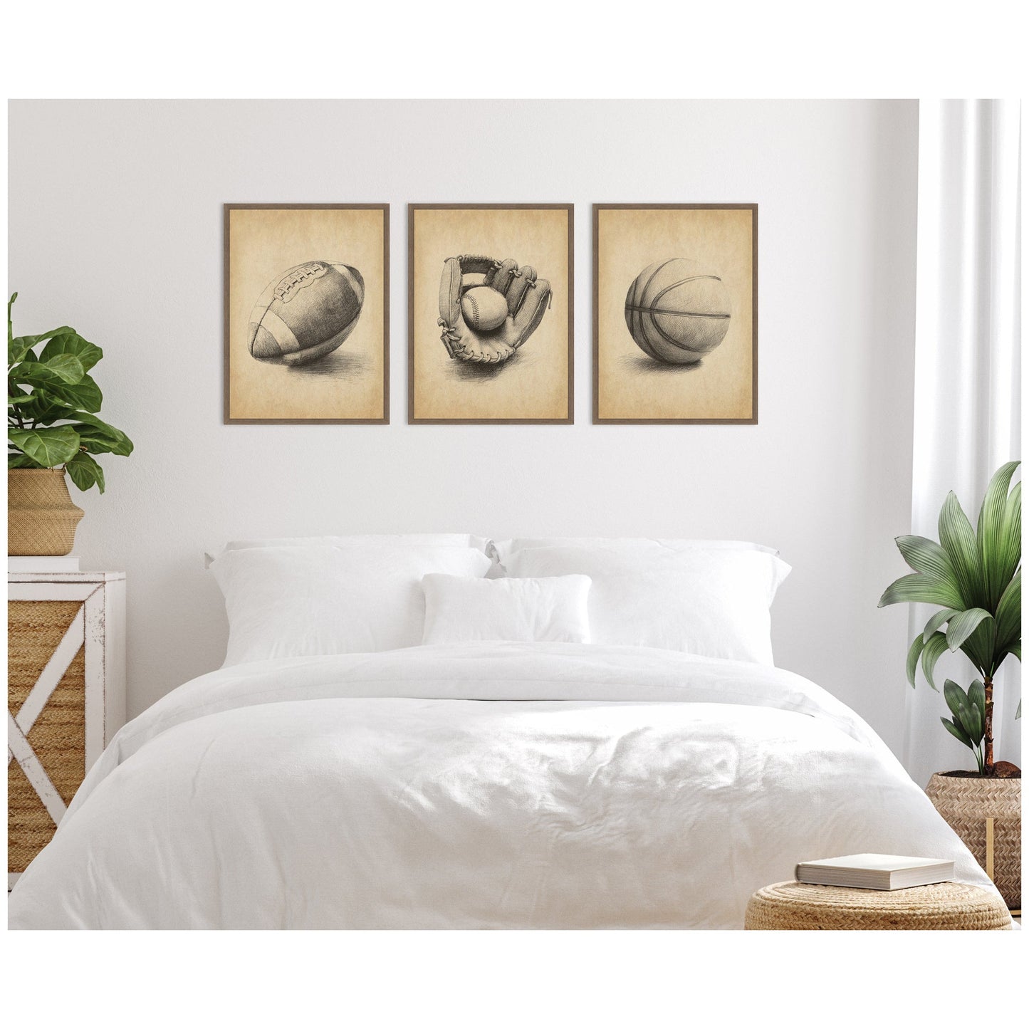 Vintage Football 3 Piece Framed Canvas Set