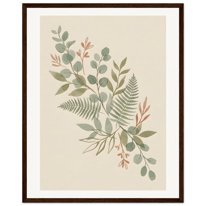 Sage Botanica Boho Botanical Print - 40x50 cm / 16x20″ / Museum-Quality Matte Paper Wooden Framed Poster - Dark wood frame - Sparkycare