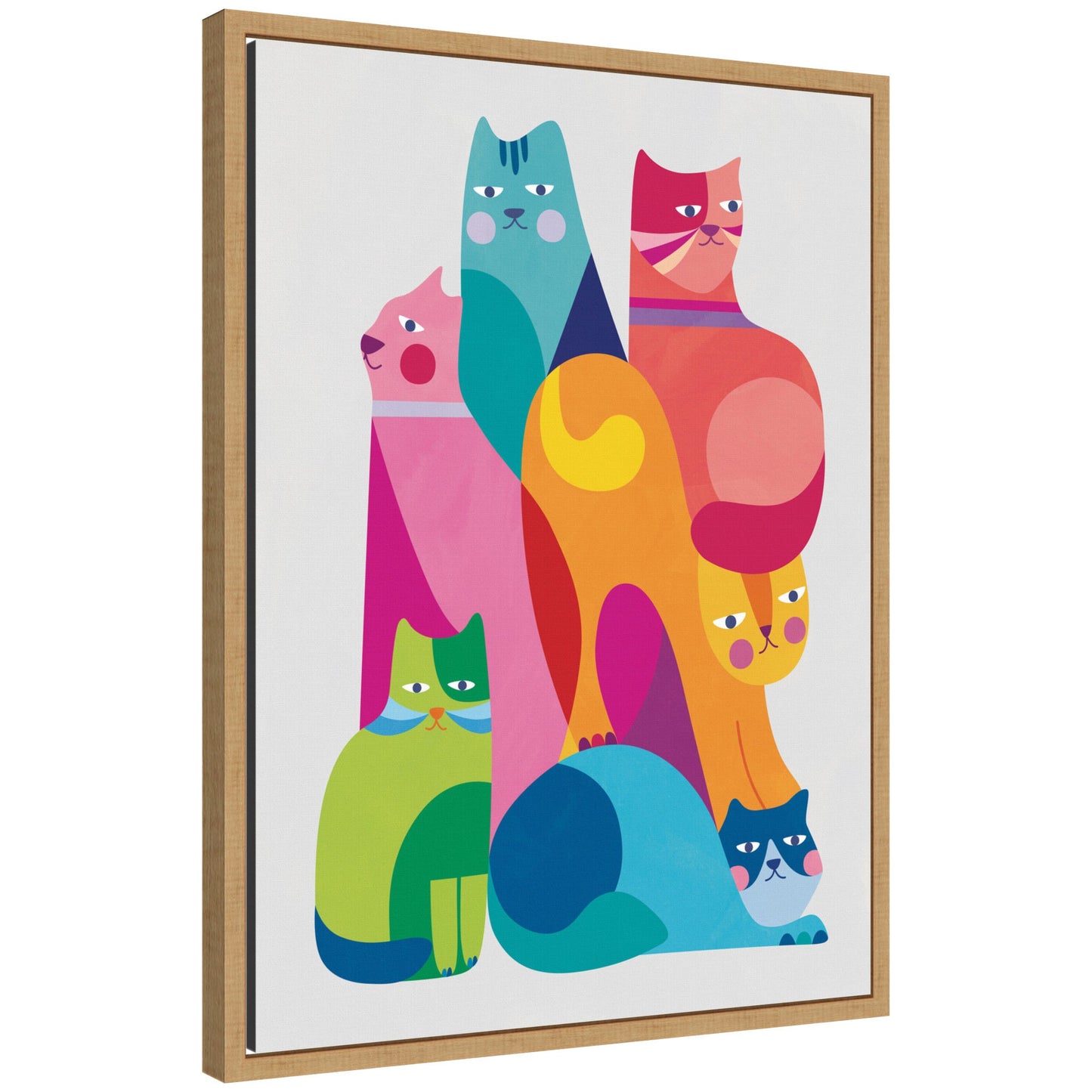Modern abstract cats framed canvas wall art