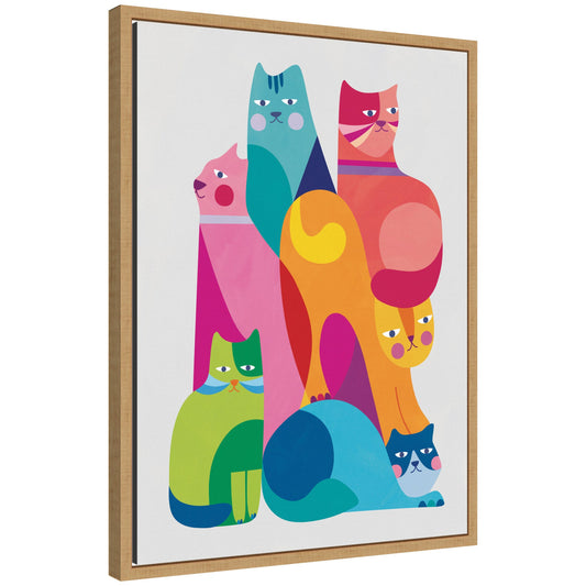 Modern abstract cats framed canvas wall art