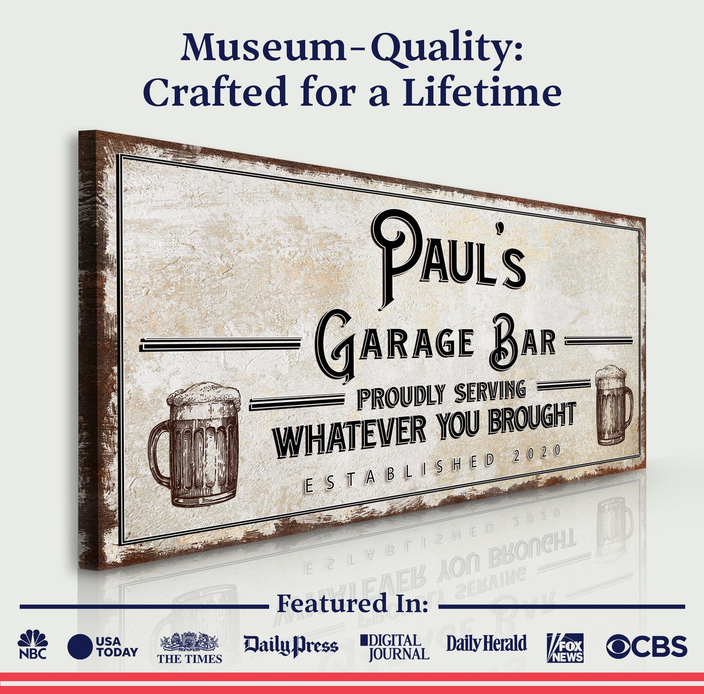 Personalized Garage Bar Canvas Sign