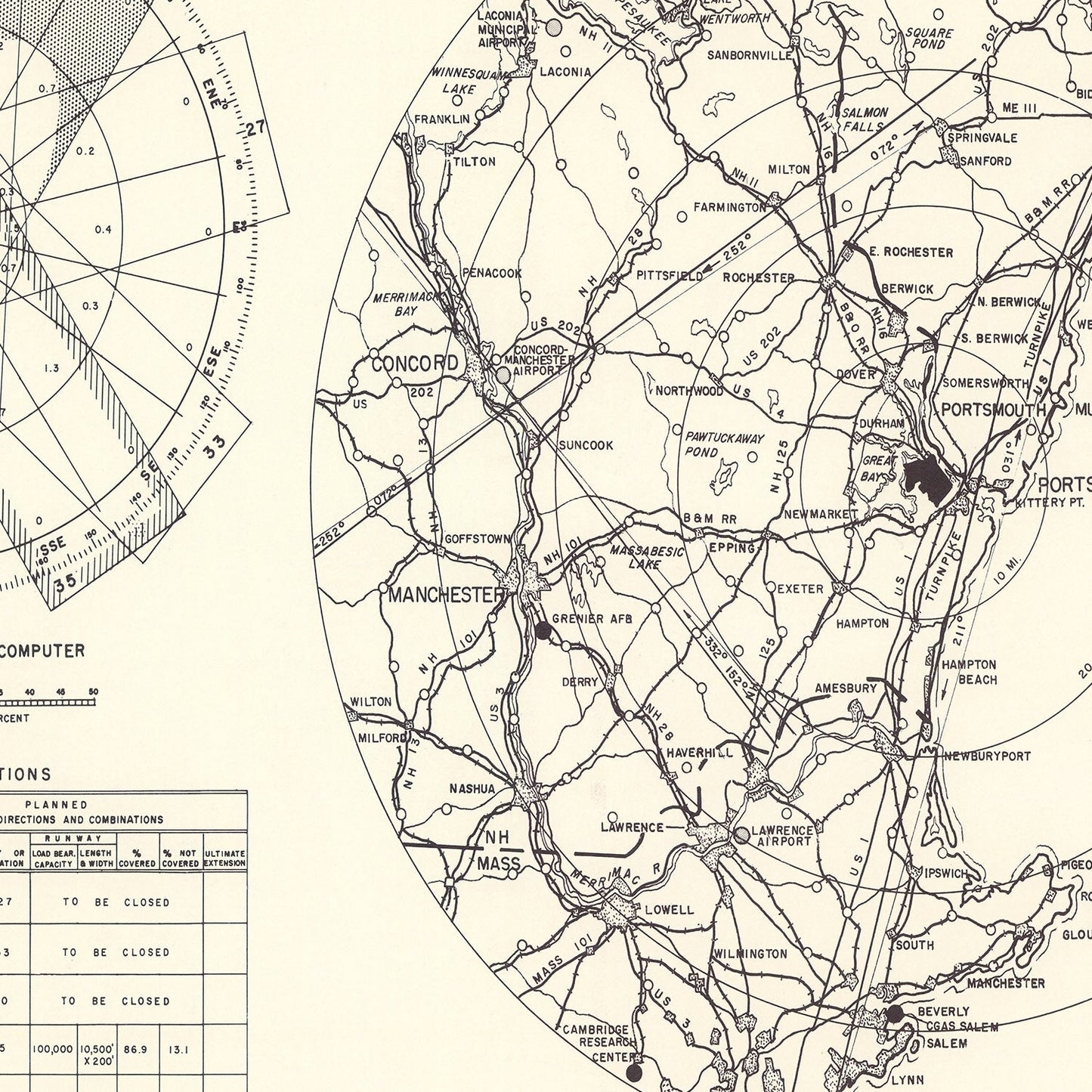 Vintage Map of Portsmouth Municipal Airport Vicinity, New Hampshire, 1951