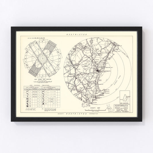 vintage map of Portsmouth Municipal Airport vicinity, New Hampshire, 1951