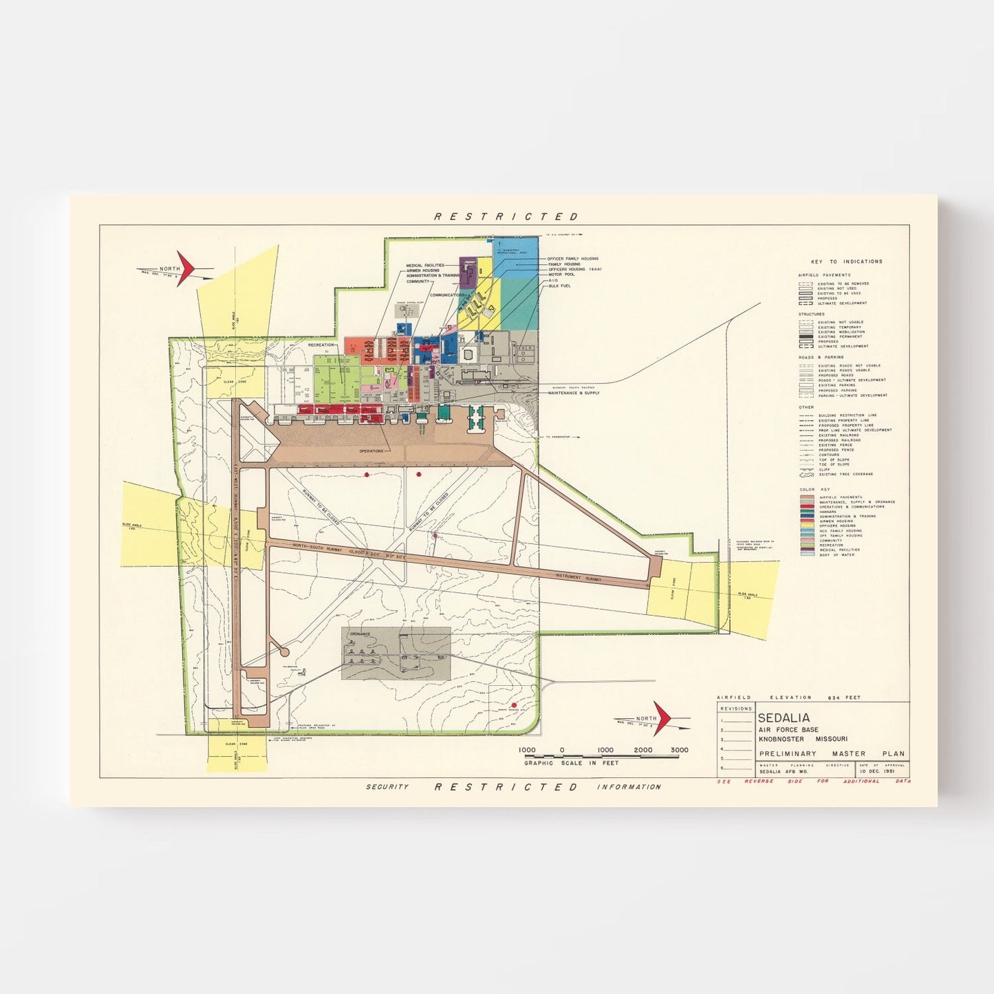 Vintage Map of Knob Noster, Missouri, 1951 II