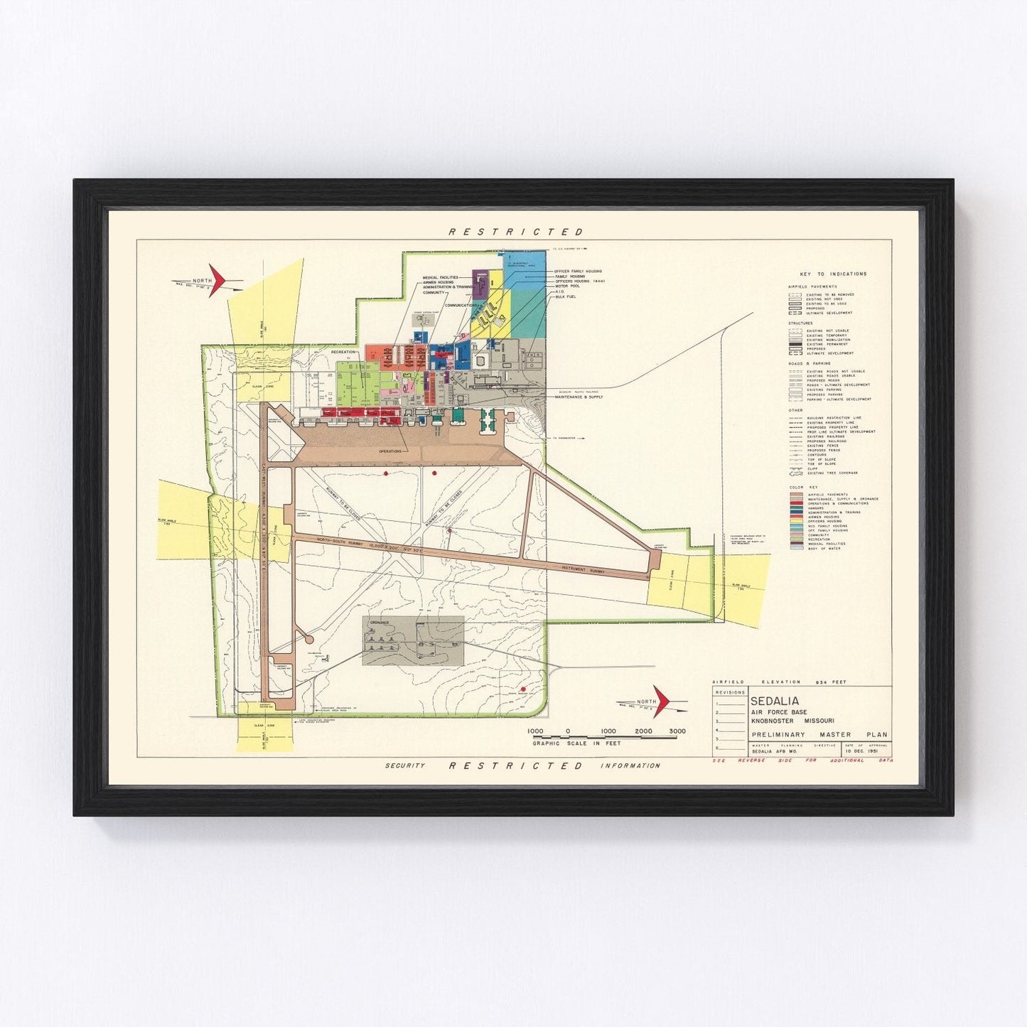 vintage map of Knob Noster, Missouri, 1951