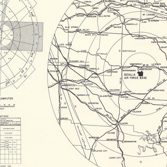 Vintage Map of Knob Noster, Missouri, 1951