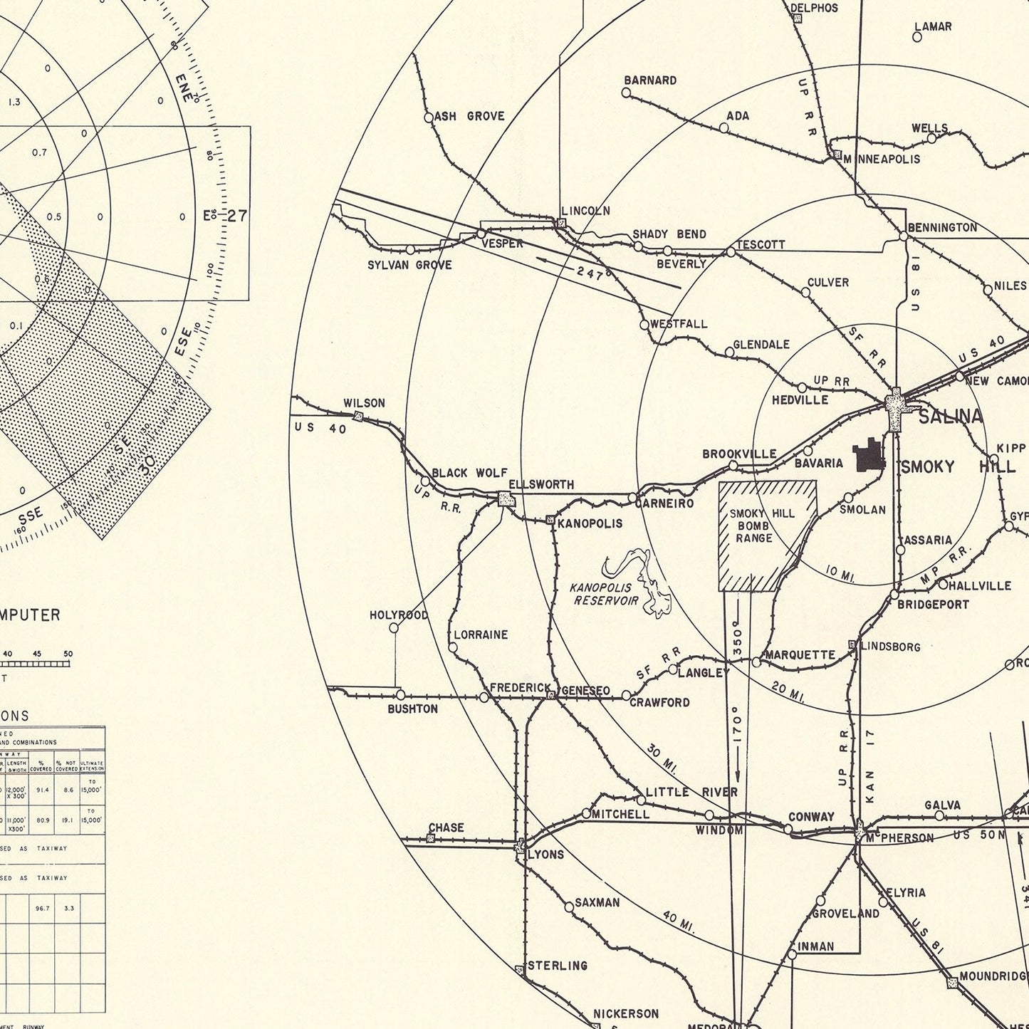 Vintage Map of Salina, Kansas, 1951