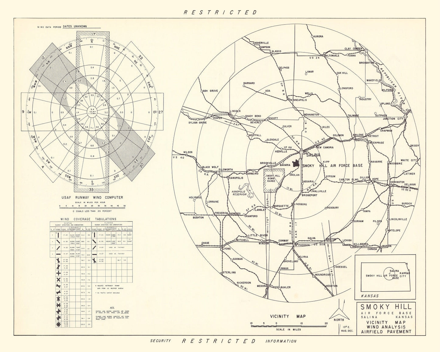 Vintage Map of Salina, Kansas, 1951