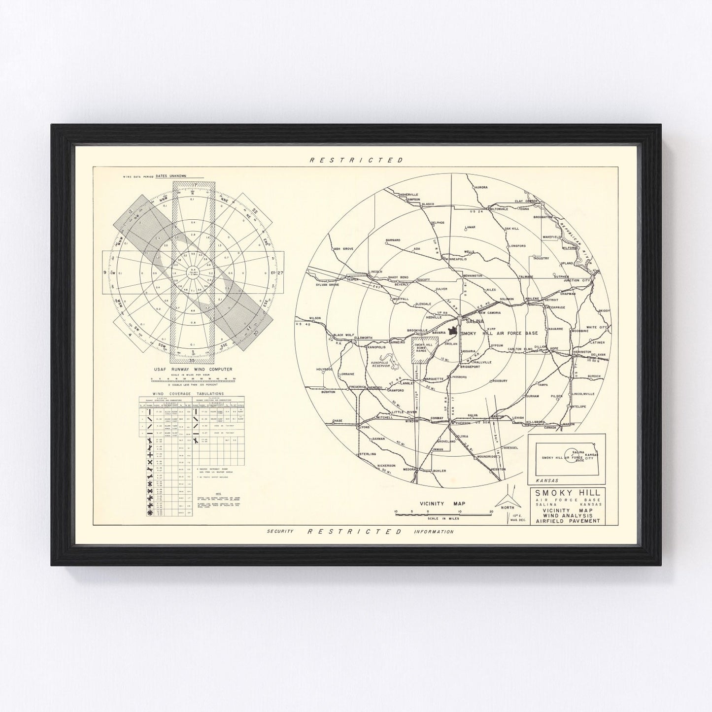 vintage map of Salina, Kansas, 1951