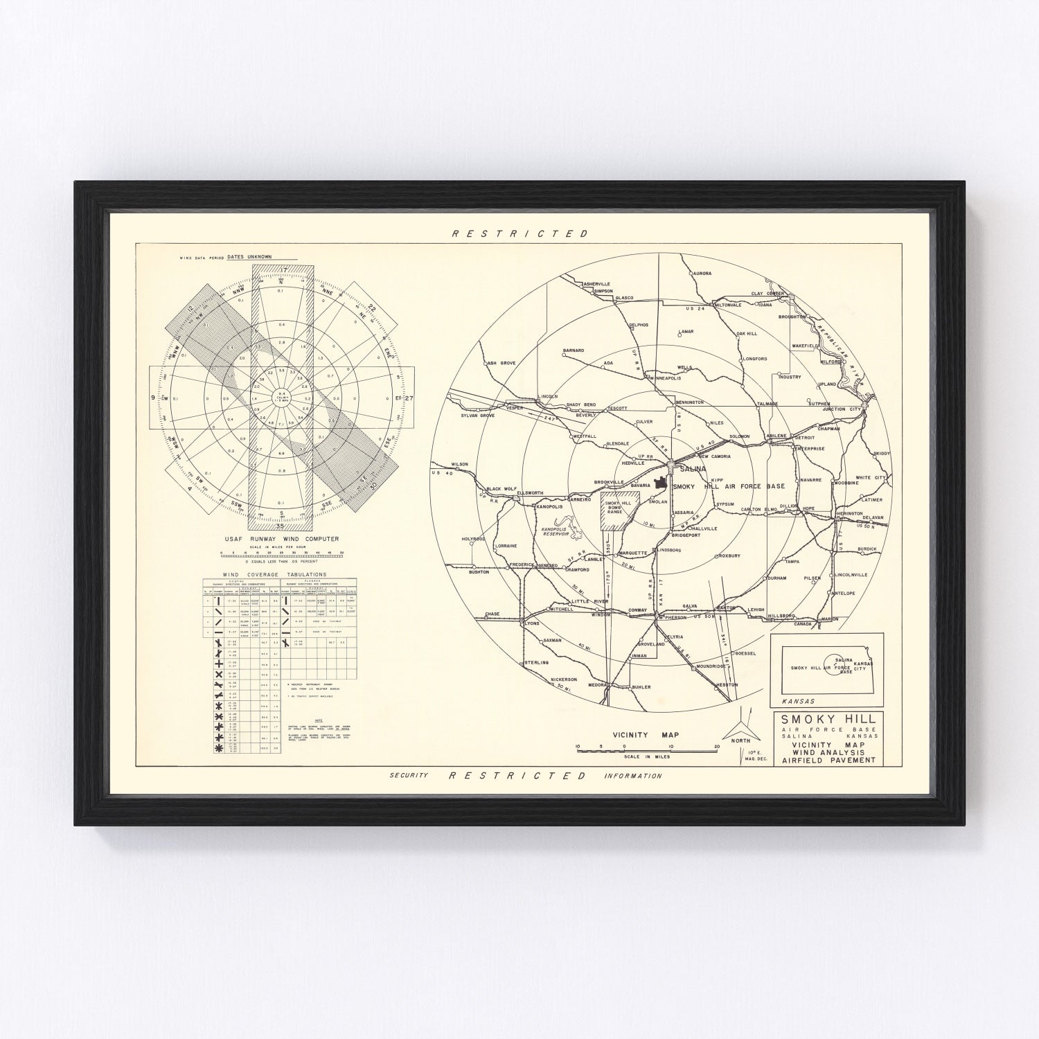 vintage map of Salina, Kansas, 1951