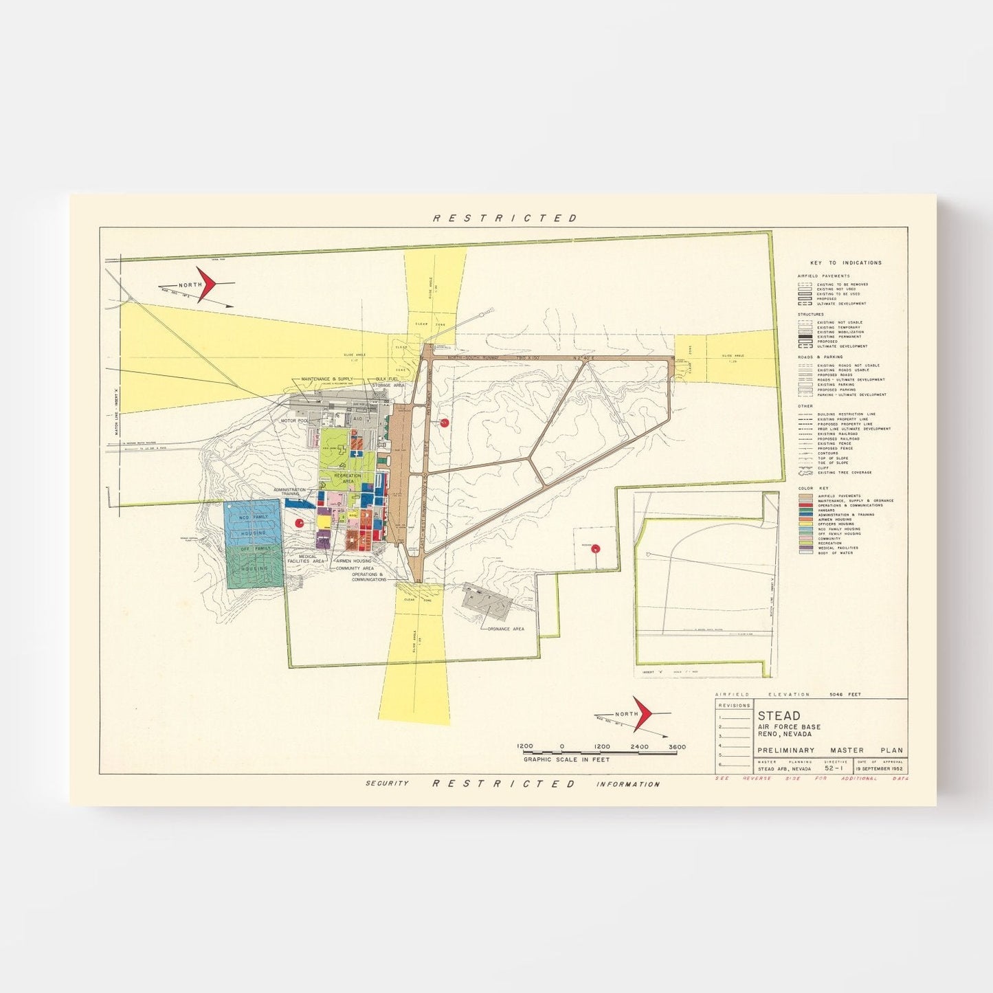 Vintage Map of Reno, Nevada, 1952