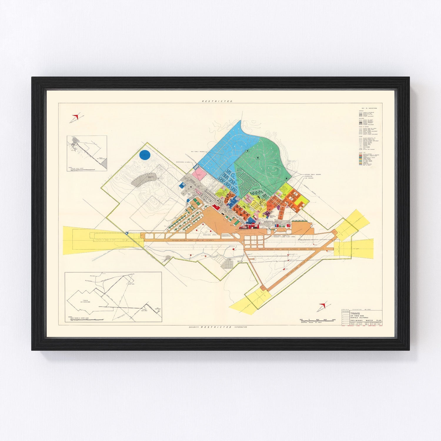 vintage map of Travis Air Force Base, 1951