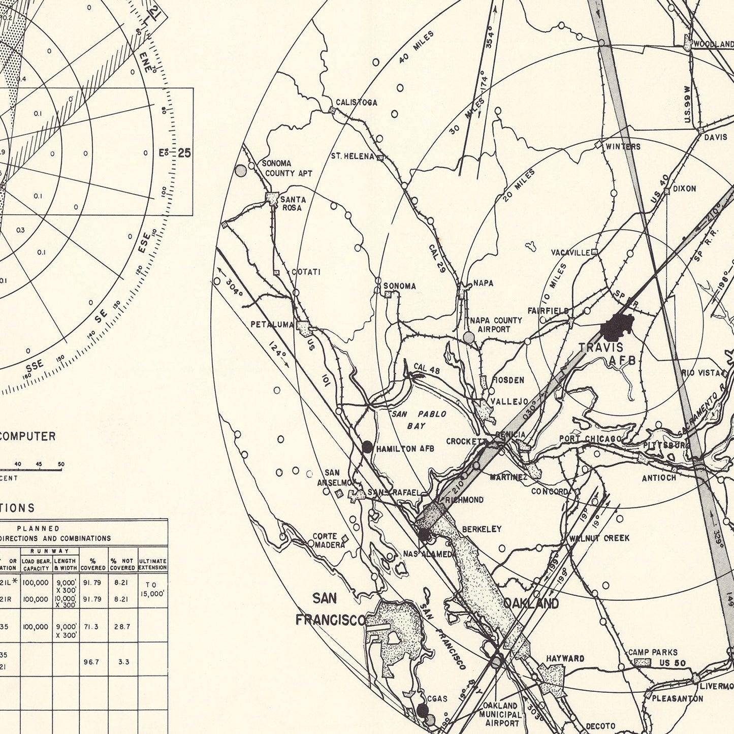 Vintage Map of Travis Air Force Base Vicinity, 1951