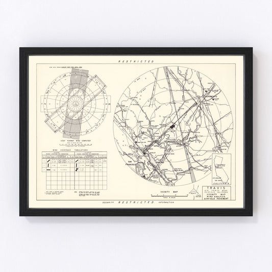 vintage map of Travis Air Force Base vicinity, 1951
