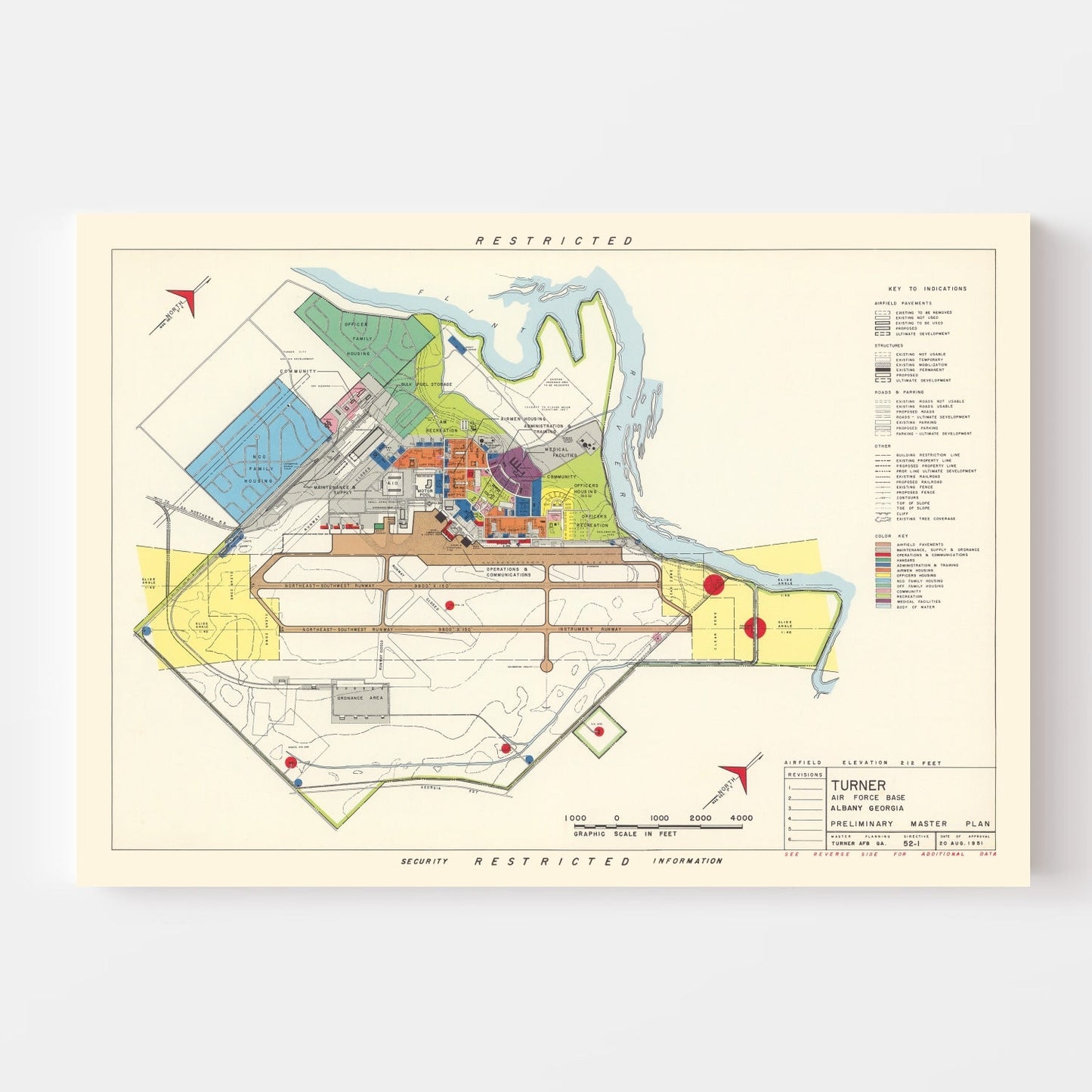 Vintage Map of Turner Air Force Base, Georgia, 1951