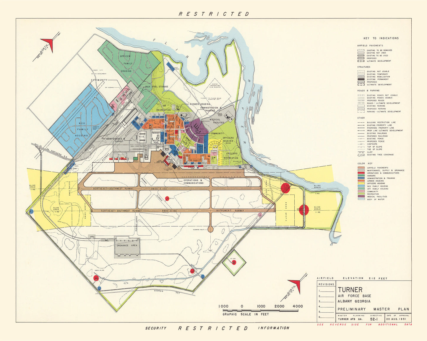 Vintage Map of Turner Air Force Base, Georgia, 1951