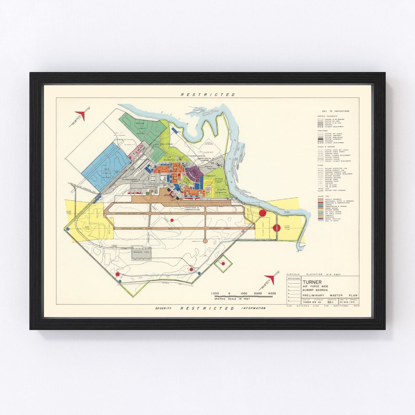 vintage map of Turner Air Force Base, Georgia, 1951
