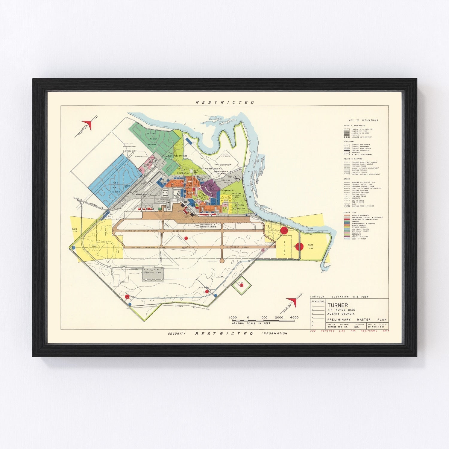 vintage map of Turner Air Force Base, Georgia, 1951