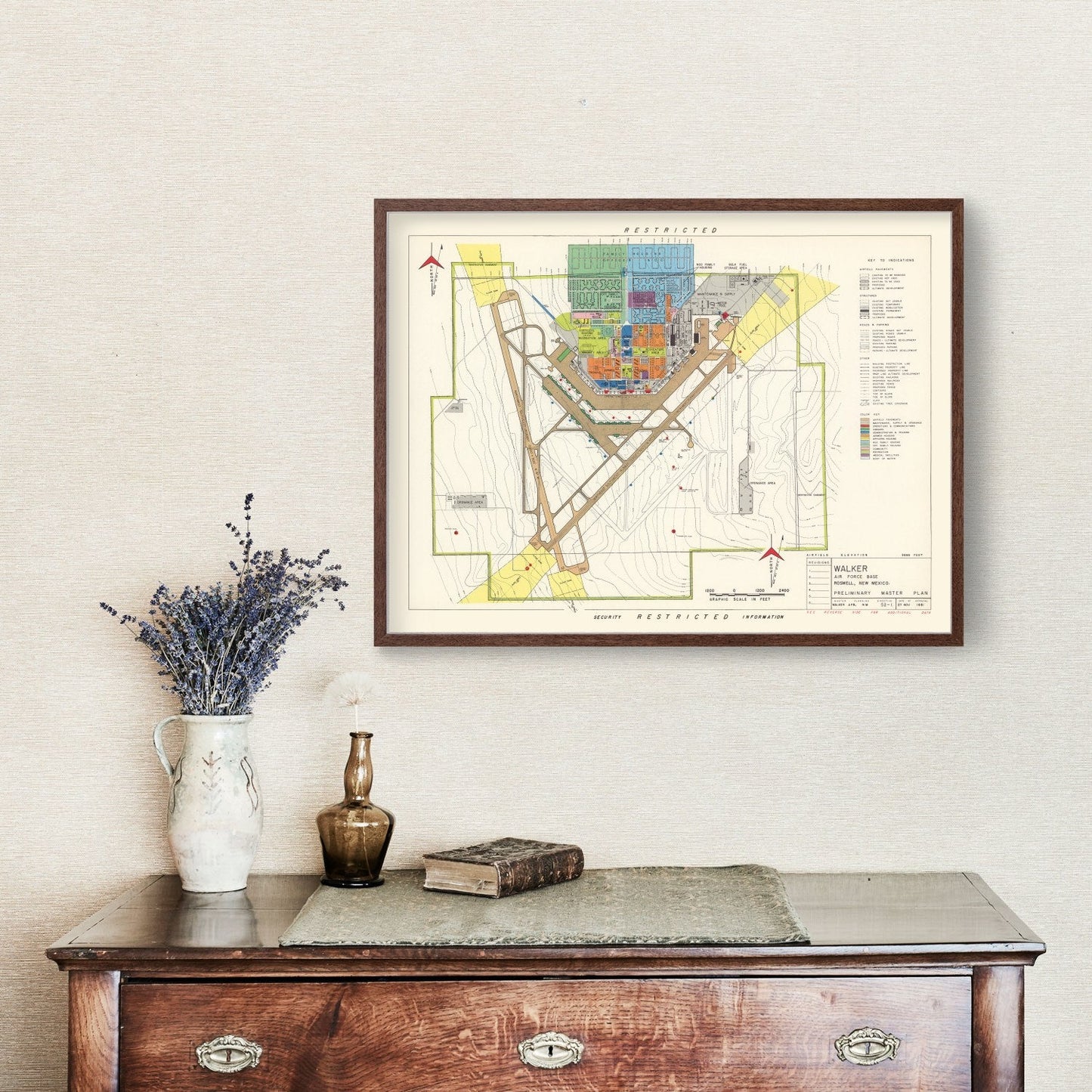 Vintage Map of Walker Air Force Base, New Mexico, 1951