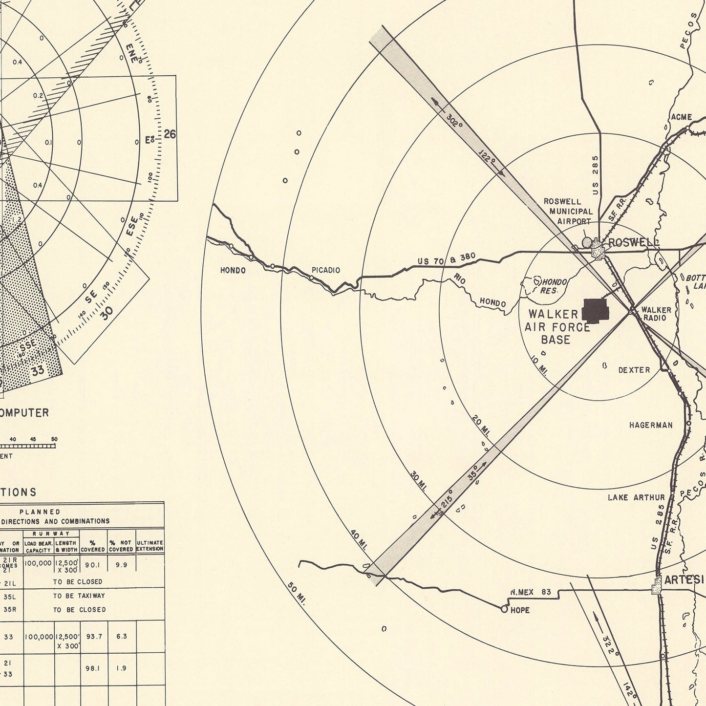 Vintage Map of Walker Air Force Base Vicinity, 1951